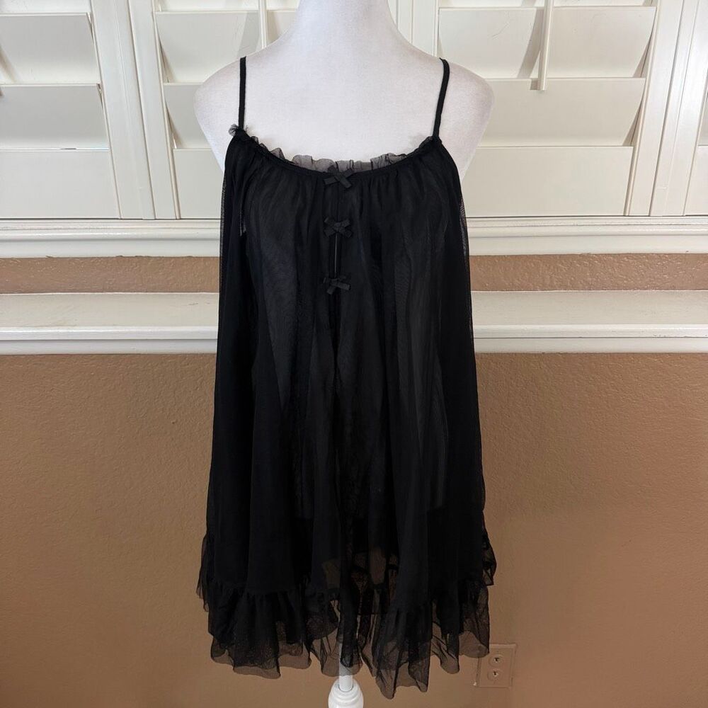 Simply Vera Vera Wang Intimates Black Babydoll Nightgown Slip Dress Sz L Vampy